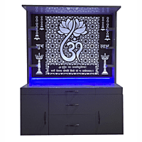 Lotus Om Mandir with Storage Space | Prime Wood Lotus Om Mandir with Storage Space | Prime Wood
