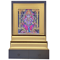 Ganpati Ji Mandir with Printed Acrylic and Storage Space | Sehrawat Brothers