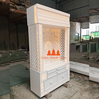 Premium Corian Mandir with 3D Design and LED Lighting Premium Corian Mandir with 3D Design and LED Lighting