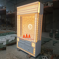 Premium Corian Mandir with 3D Design and LED Lighting Premium Corian Mandir with 3D Design and LED Lighting