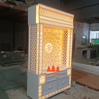 Premium Corian Mandir with 3D Design and LED Lighting Premium Corian Mandir with 3D Design and LED Lighting