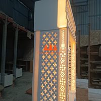 Premium Corian Mandir with 3D Design and LED Lighting Premium Corian Mandir with 3D Design and LED Lighting