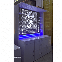 Lotus Om Mandir with Storage Space | Prime Wood Lotus Om Mandir with Storage Space | Prime Wood