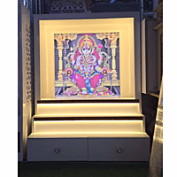 Ganpati Ji Mandir with Printed Acrylic and Storage Space | Sehrawat Brothers