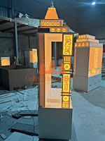 Premium Corian Mandir with Intricate Carvings and LED Lighting Premium Corian Mandir with Intricate Carvings and LED Lighting