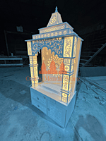 Premium Corian Mandir with Intricate Carvings and LED Lighting Premium Corian Mandir with Intricate Carvings and LED Lighting