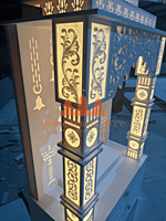Premium Corian Mandir with Intricate Carvings and LED Lighting Premium Corian Mandir with Intricate Carvings and LED Lighting