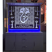 Lotus Om Mandir with Storage Space | Prime Wood Lotus Om Mandir with Storage Space | Prime Wood