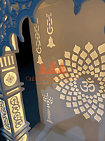 Premium Corian Mandir with Intricate Carvings and LED Lighting Premium Corian Mandir with Intricate Carvings and LED Lighting