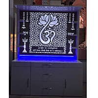 Lotus Om Mandir with Storage Space | Prime Wood Lotus Om Mandir with Storage Space | Prime Wood