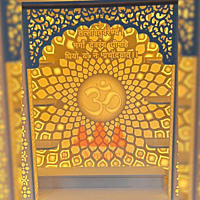 Divine Backlit Om Mandir in White Corian with Elegant Design Divine Backlit Om Mandir in White Corian with Elegant Design