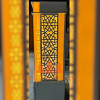Divine Backlit Om Mandir in White Corian with Elegant Design Divine Backlit Om Mandir in White Corian with Elegant Design