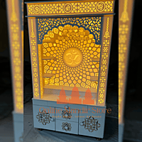 Divine Backlit Om Mandir in White Corian with Elegant Design Divine Backlit Om Mandir in White Corian with Elegant Design