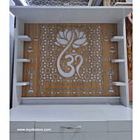 Lotus Om Mandir with Storage Space | Prime Wood Lotus Om Mandir with Storage Space | Prime Wood