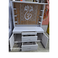 Lotus Om Mandir with Storage Space | Prime Wood Lotus Om Mandir with Storage Space | Prime Wood