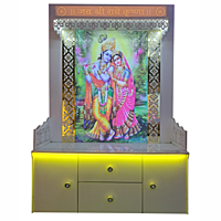 Radha Krishna Full Corian Mandir with Acrylic Print and Storage Space