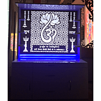Lotus Om Mandir with Storage Space | Prime Wood Lotus Om Mandir with Storage Space | Prime Wood