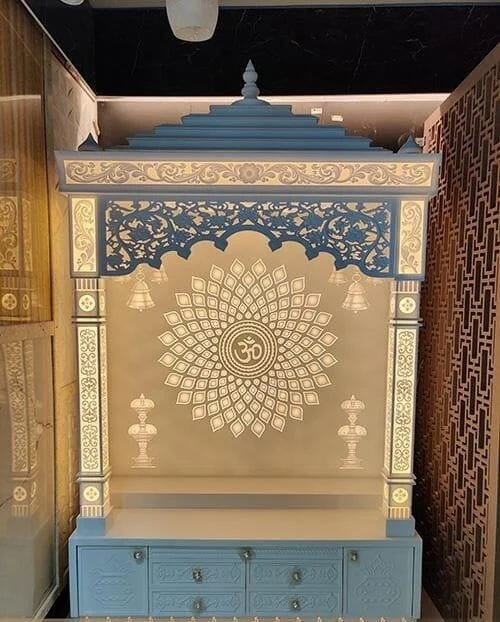 Celestial Harmony Full Corian Mandir with Backlight Celestial Harmony Full Corian Mandir with Backlight