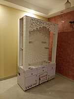 3D Corian Om Mandir With Pillar And WPC Base | Full Corian Mandir