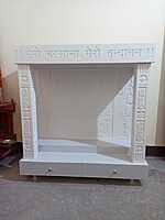 3D Corian Radha Krishna Vrindavan Puja Mandir With Corian Pillar & Drawer