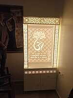 3D Corian Louts Om Mandir With Pillar and Drawer 3D Corian Louts Om Mandir With Pillar and Drawer