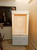 3D Corian Louts Om Mandir With Pillar and Drawer 3D Corian Louts Om Mandir With Pillar and Drawer
