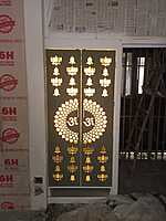 3D Corian Radha Krishna Puja Mandir With Corian Pillar & HDHMR Jali Door