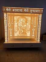 3D Corian Radha Krishna Vrindavan Puja Mandir With Corian Pillar & Drawer
