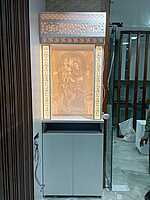 3D Corian Radha Krishna Puja Mandir With Corian Pillar 3D Corian Radha Krishna Puja Mandir With Corian Pillar