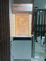 3D Corian Radha Krishna Puja Mandir With Corian Pillar