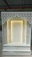 3D Corian Ganesh Ji Puja Mandir With WPC Pillar & Drawer 3D Corian Ganesh Ji Puja Mandir With WPC Pillar & Drawer