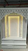 3D Corian Ganesh Ji Puja Mandir With WPC Pillar & Drawer 3D Corian Ganesh Ji Puja Mandir With WPC Pillar & Drawer