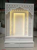 3D Corian Ganesh Ji Puja Mandir With WPC Pillar & Drawer