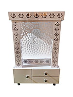 3D Corian Om Mandir with WPC Jali Pillar and Drawer 3D Corian Om Mandir with WPC Jali Pillar and Drawer