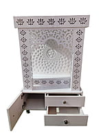 3D Corian Om Mandir with WPC Jali Pillar and Drawer