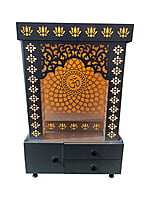 3D Corian Om Mandir with WPC Jali Pillar and Drawer 3D Corian Om Mandir with WPC Jali Pillar and Drawer