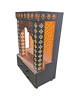 3D Corian Om Mandir with WPC Jali Pillar and Drawer 3D Corian Om Mandir with WPC Jali Pillar and Drawer