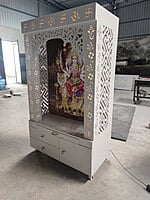 Sherawali Mata Puja Mandir Printed on Acrylic with WPC Pillar & Storage Space | Sehrawat Brothers