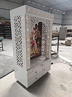 Sherawali Mata Puja Mandir Printed on Acrylic with WPC Pillar & Storage Space | Sehrawat Brothers