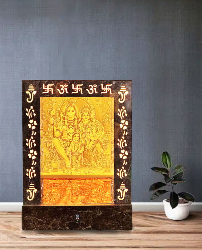 3D Corian Shiv Parivar Mandir With WPC Pillar 3D Corian Shiv Parivar Mandir With WPC Pillar