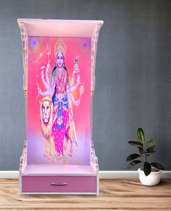 Sherawali Mata Puja Mandir with Storage Space | Sehrawat Brothers Sherawali Mata Puja Mandir with Storage Space | Sehrawat Brothers