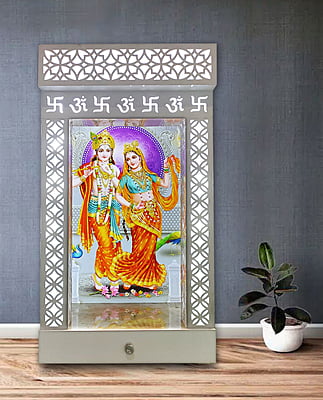 Radha Krishna Puja Mandir with Storage Space - Sehrawat Brothers