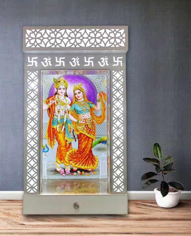 Radha Krishna Puja Mandir with Storage Space - Sehrawat Brothers