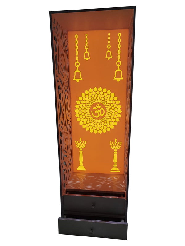 Om Corian Mandir Elegant, Intricate, and Waterproof Temple with Storage