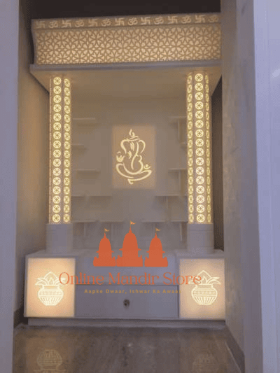 Ganesh Grace Full Corian Mandir with Backlight Ganesh Grace Full Corian Mandir with Backlight