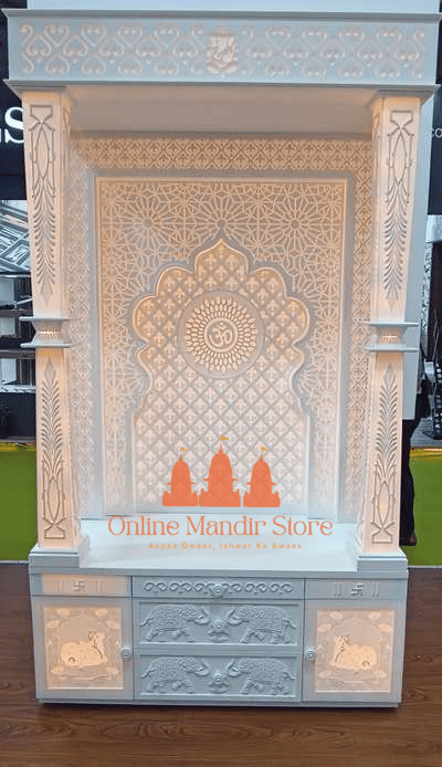 Heavenly Glow Full Corian Mandir with Backlight