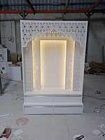 3D Corian Ganesh Ji Puja Mandir With WPC Pillar & Drawer 3D Corian Ganesh Ji Puja Mandir With WPC Pillar & Drawer