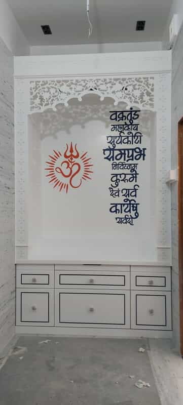 Tranquil Devotion Full Corian Mandir with Backlight Tranquil Devotion Full Corian Mandir with Backlight