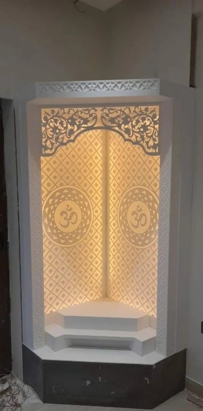 Celestial Corner Full Corian Mandir with Backlight Celestial Corner Full Corian Mandir with Backlight