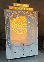 Shree Yantra Backlit Corian Mandir with Folding Doors Shree Yantra Backlit Corian Mandir with Folding Doors